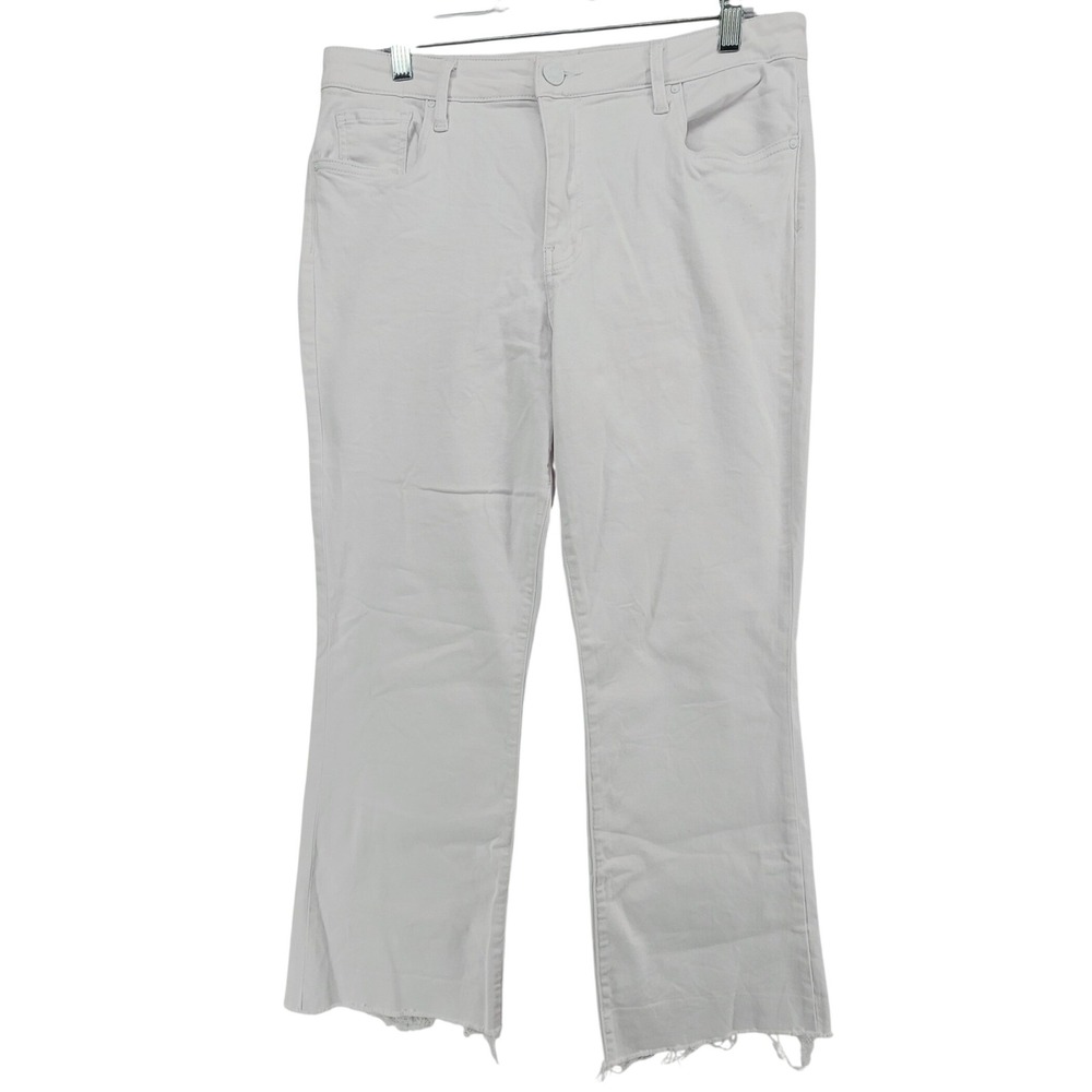 KUT from the Kloth 12 White Cropped Flare Jeans Raw Hem Boho Coastal Summer - Picture 2 of 12
